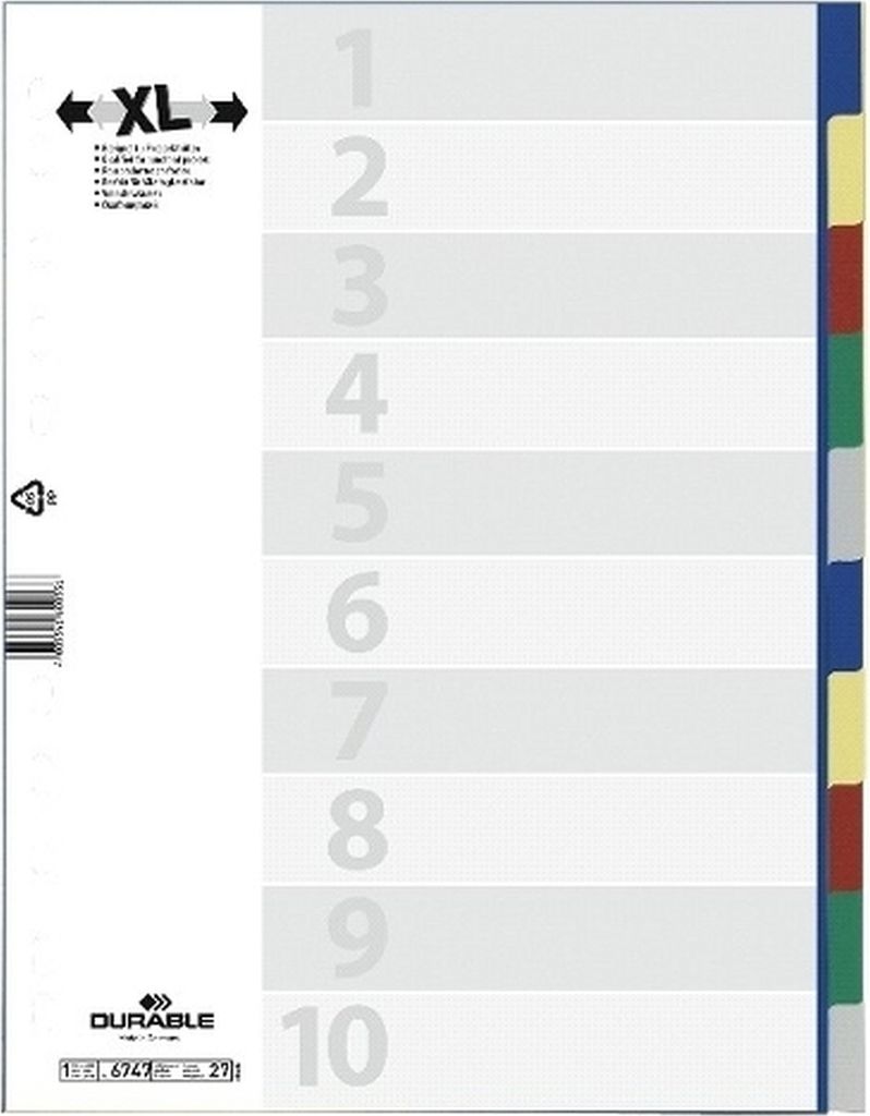 Register A4+ blanko PP 10-teilig farbig Packung mit 20 Stück