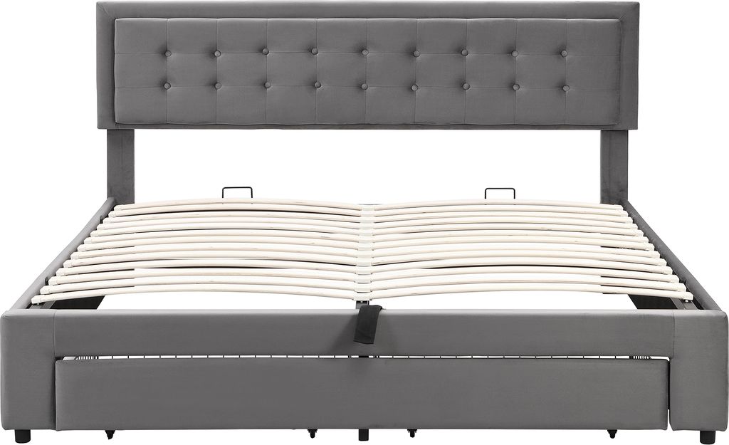 Sweiko Bett mit Kasten und Schubladen, Samtstoff, Produktbild 