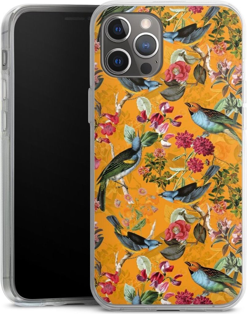 DeinDesign Handyhülle für Apple iPhone 12 Pro Max Silikon Hülle Case Smartphone Schutzhülle Blumen Dschungel Vogel
