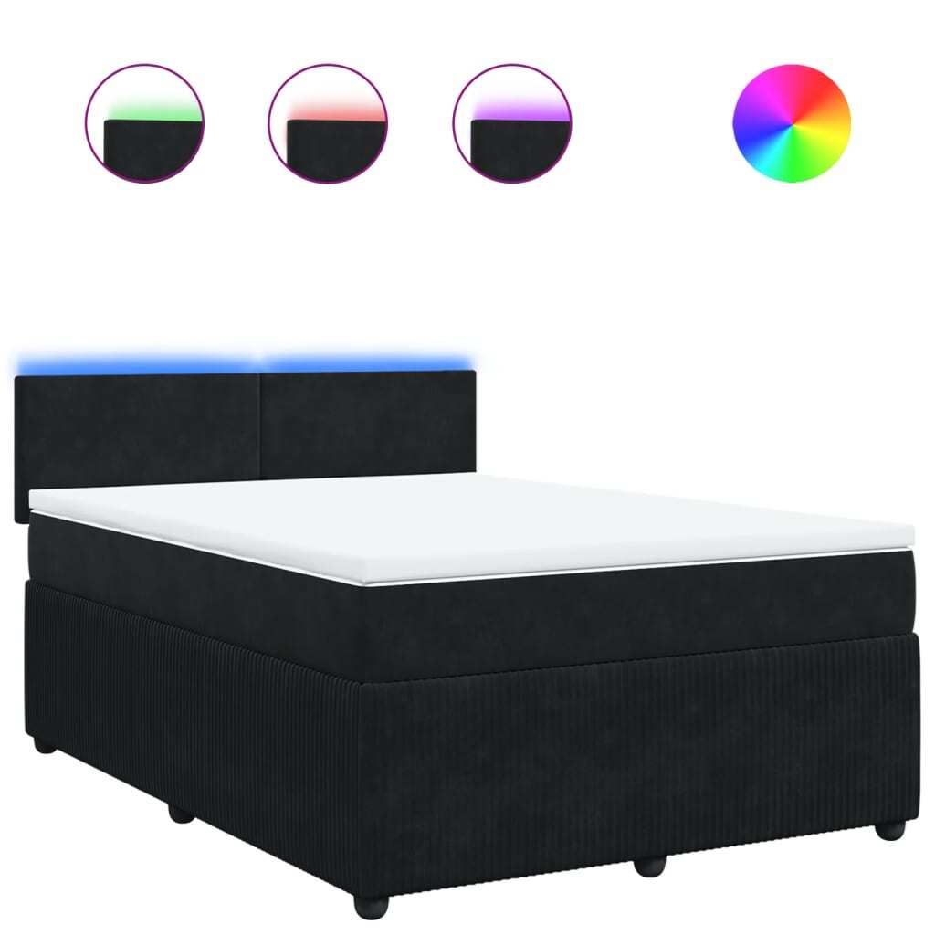 Boxspringbett mit Matratze Schwarz 140x190 cm Samt
