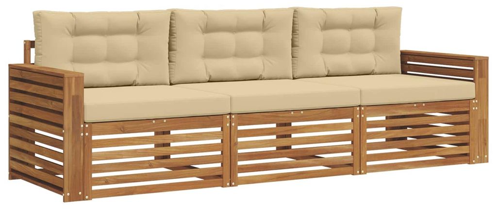 vidaXL Outdoor-Sofagarnitur mit Kissen 3 pcs Natur und Beige
