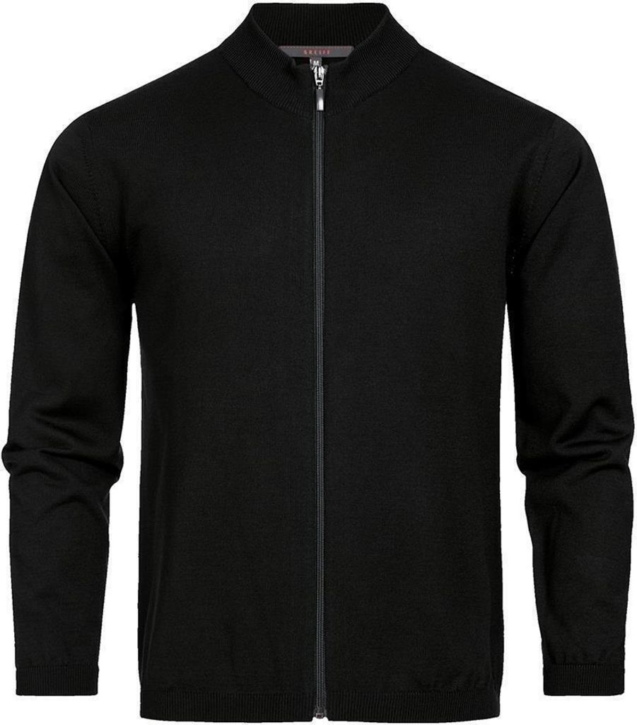 Greiff STRICK Herren Strickjacke Reißverschluss Regular Schwarz XXL