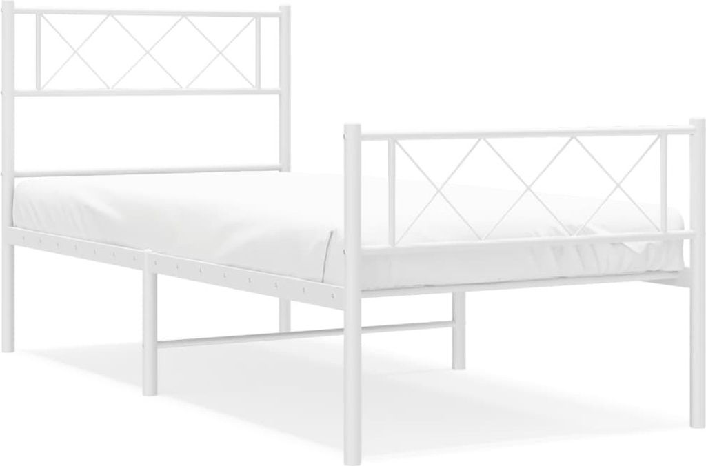 Bettgestell mit Kopf- und Fußteil Metall Weiß 100x200 cm Produktbild 