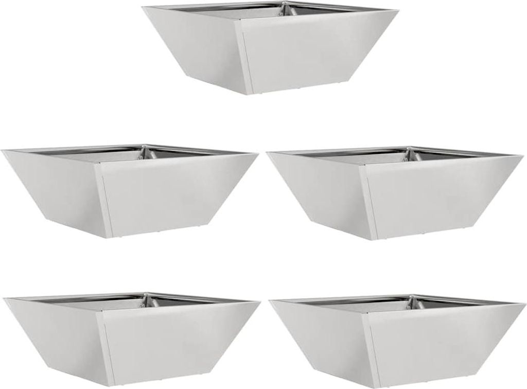 Garten-Pflanzgefäß 5 pcs Silber 40 x 40 x 15 cm Edelstahl