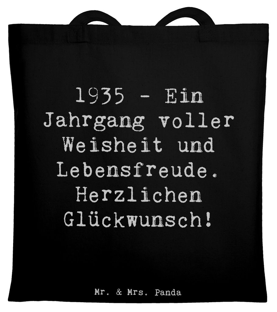 Mr. & Mrs. Panda canvas tasche Spruch 1935 Geburtstag - Schwarz - Geschenk, Happy Birthday, besondere Jahrgänge, Geburtstagsjahr, Geburtstagsgesch...