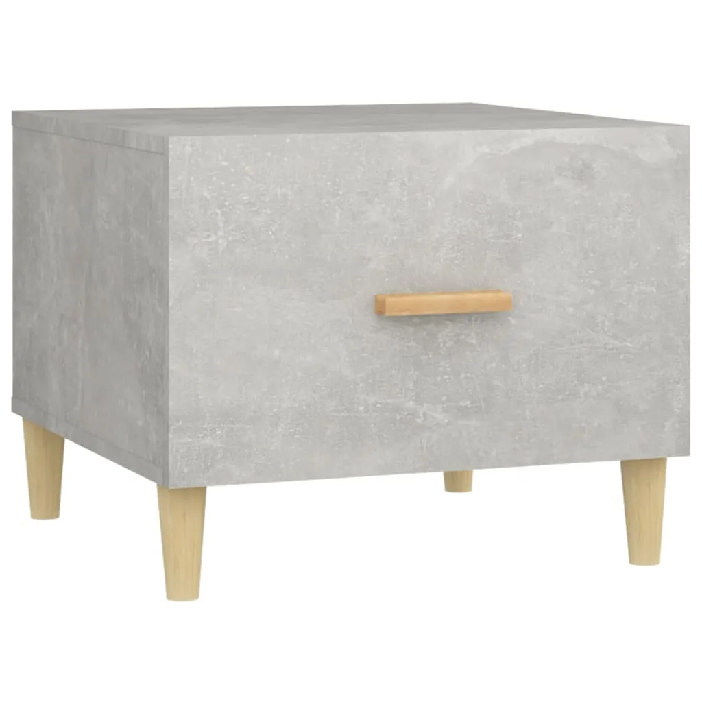 Table basse carrée aspect béton 50x50x40 cm, bois composite robuste