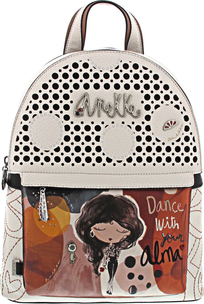 Sac à Dos Anekke Alma – Motif Multicolore Marron – PU Souple – Poussière & Charme Inclus