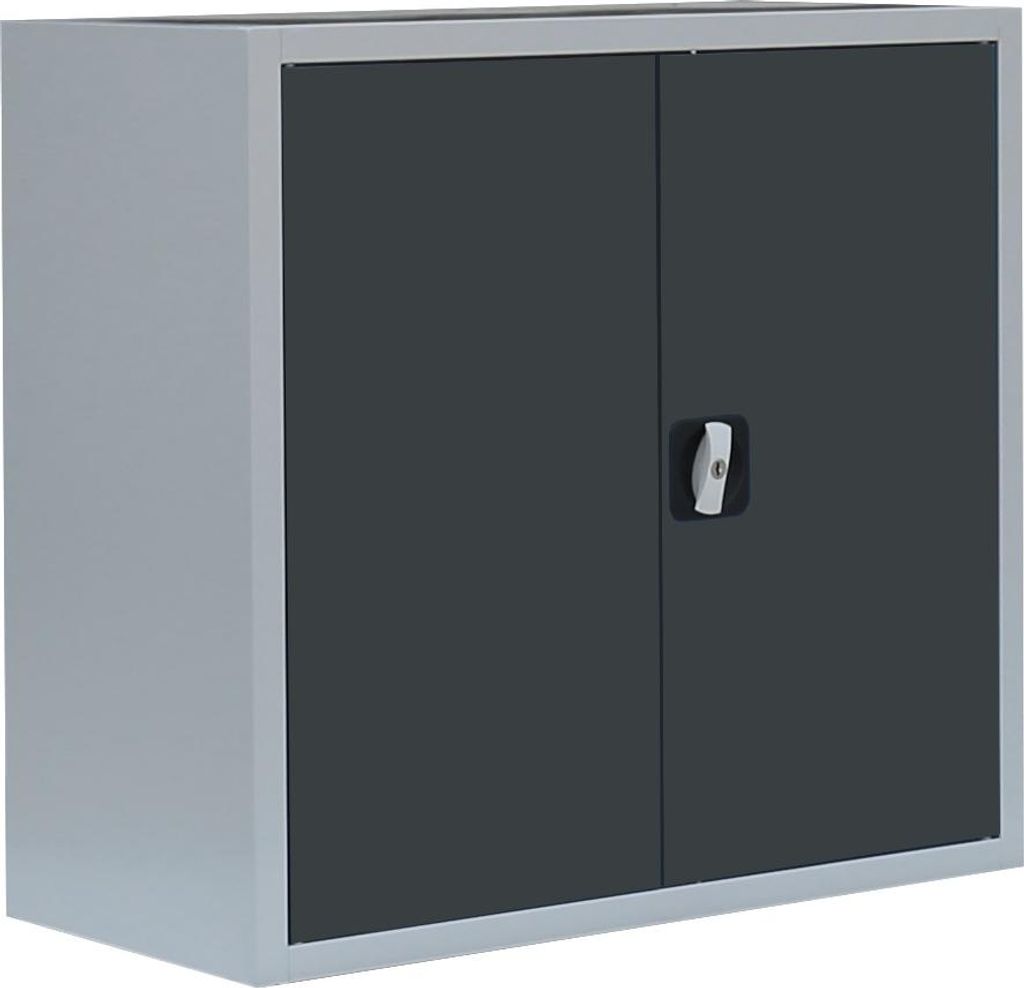 Flügeltürenschrank Sideboard 80cm breit Stahl Büro Aktenschrank anthrazi 530300