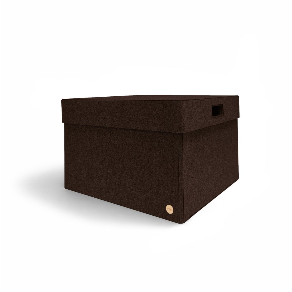 Aufbewahrungsbox CLASSIC Filz 55 x 50 x 35 cm mit Deckel in dunkelbraun meliert
