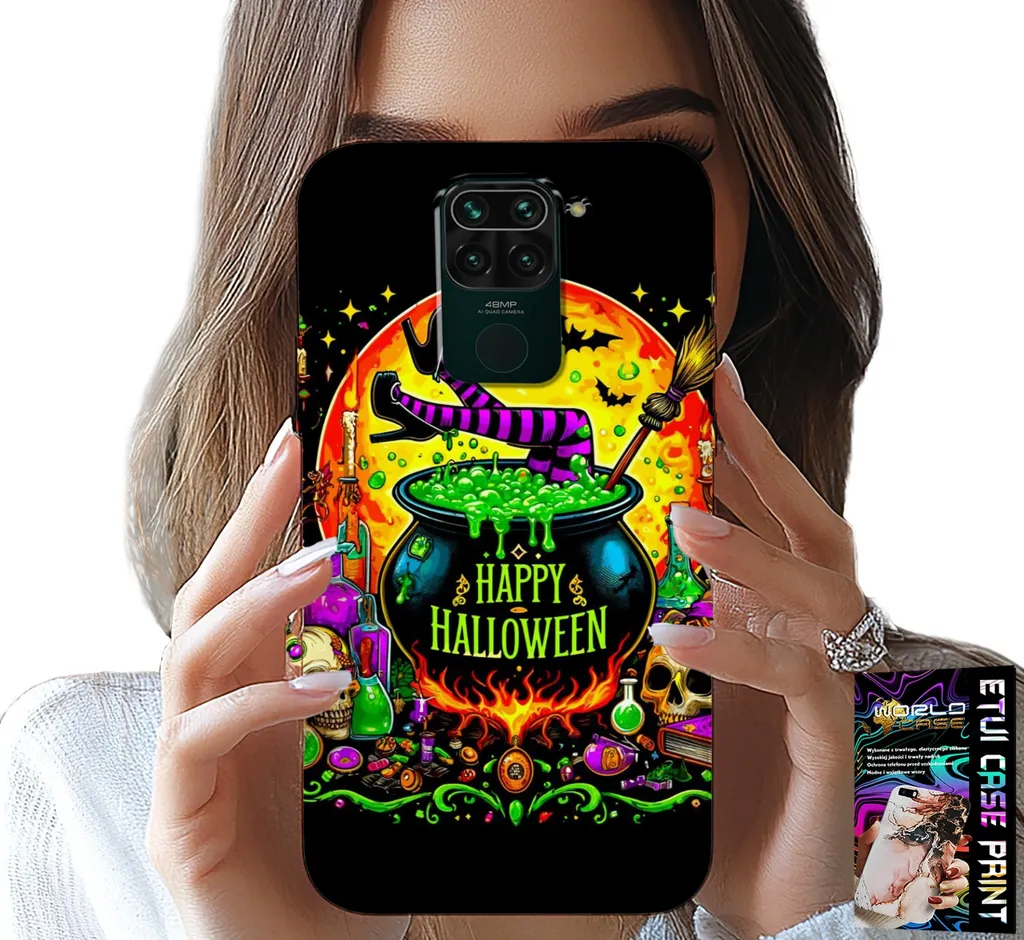 Custodia Xiaomi Note 9 Vetro Temperato Halloween Calderone Streghe