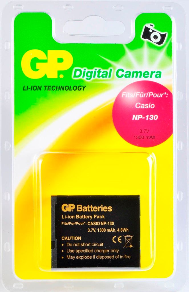 GP Li-Ion Akku für Casio NP-130 NP130 Exilim H30 ZH100 ZR100 ZR200 ZR300 ZR1000