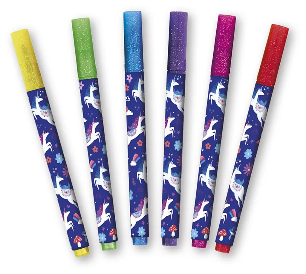 Activités Créatives Licorne : Set de 6 Marqueurs Pailletés pour Enfants
