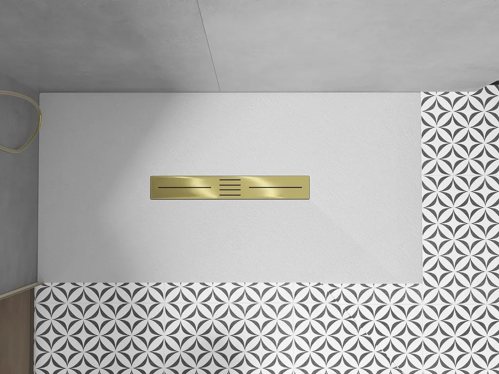 Cache évacuation or pour douche italienne Mexen Toro 100-120 cm chic