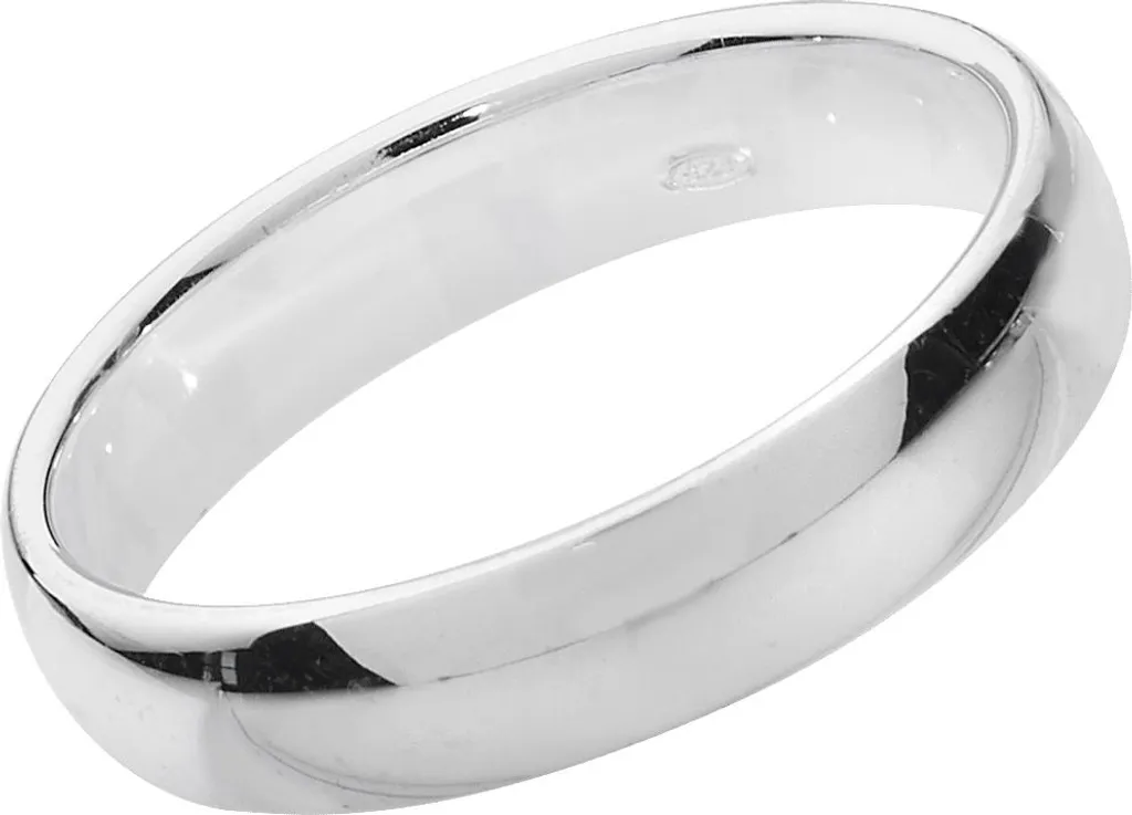 Bague de Mariage Mixte 4mm en Argent 925 Véritable - Coupe Confort