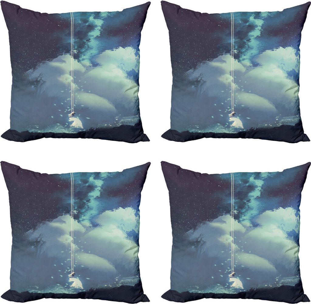 ABAKUHAUS Weihnachten Kissenbezug Set (4 Stück), Handgemachte Symbolic Day, Moderner Doppelseitiger Digitaldruck, 60 cm x 60 cm, Lila Grün