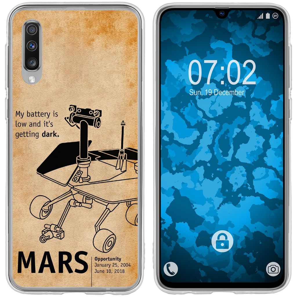 PhoneNatic Case kompatibel mit Samsung Galaxy A70 Silikon-Hülle Space Rover M2