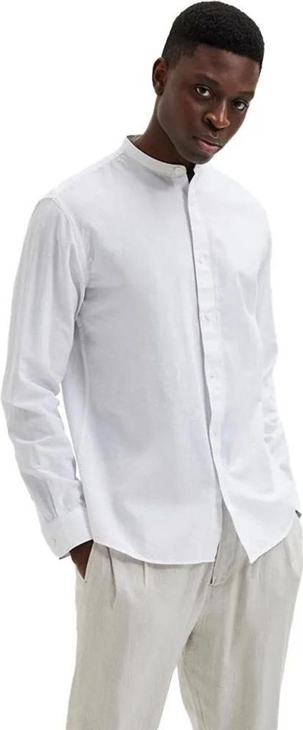 Selected Regular New Linen China Langarmhemd Weiß L Herren Weiß L