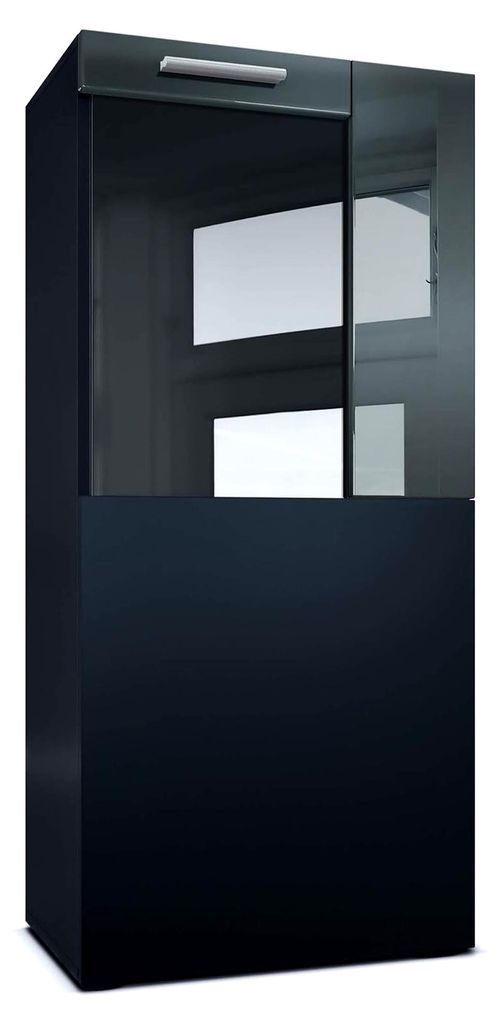 Stand- und Hängervitrine Movie, Schwarz matt/Grau Hochglanz - Moderne Glasvitrine - (BxHxT): 50,5 x 111 x 32,5 cm