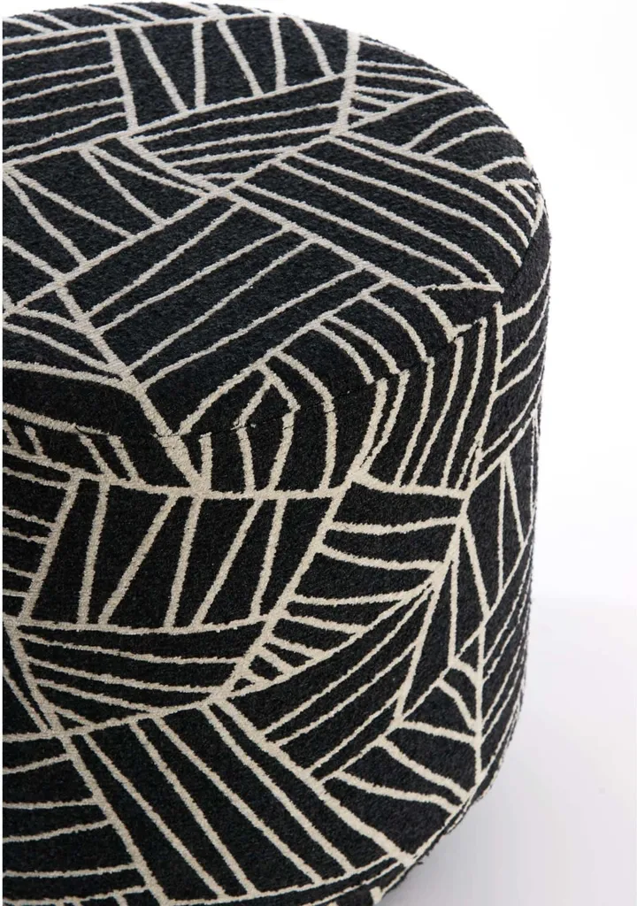 Pouf Davonte Noir et Blanc à Motifs Géométriques Light & Living Ø40 - 4
