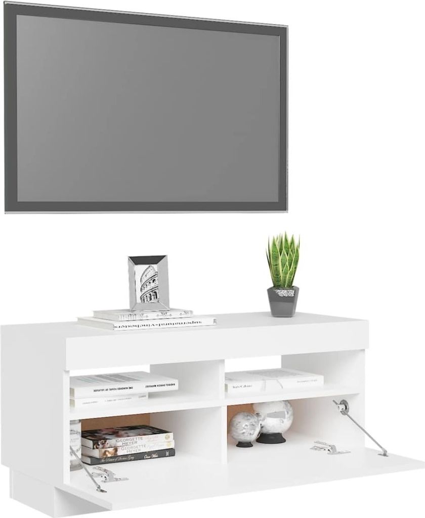"2026 Aktion"TV-Schrank Industriestil - CLORIS - Fernsehenschrank - mit LED-Leuchten Weiß 80x35x40 cm - DEMöbel3789803
