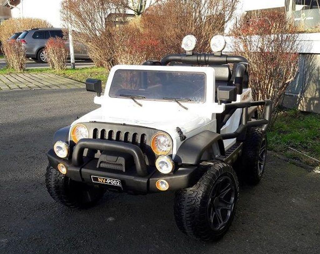 Kinderauto elektrisch mit Fernbedienung Jeep Doppelsitzer 12V in weiß 2 WD