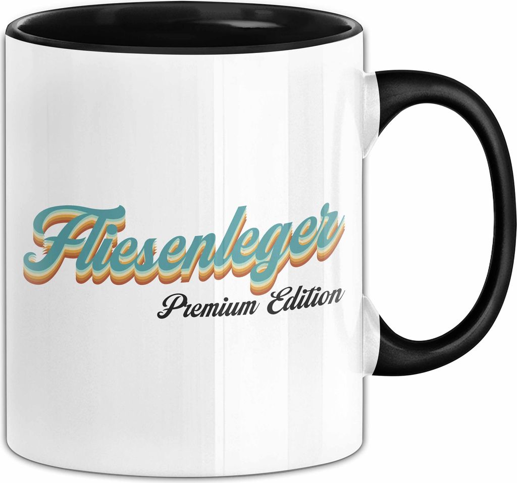 Fliesenleger Premium Edition Tasse Geschenk Fliesenleger Kaffee-Becher (Schwarz)