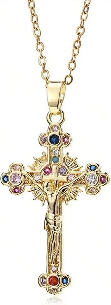 Collana Croce Pavé Zirconi Placcata Oro 18K | Gioielli Donna Party