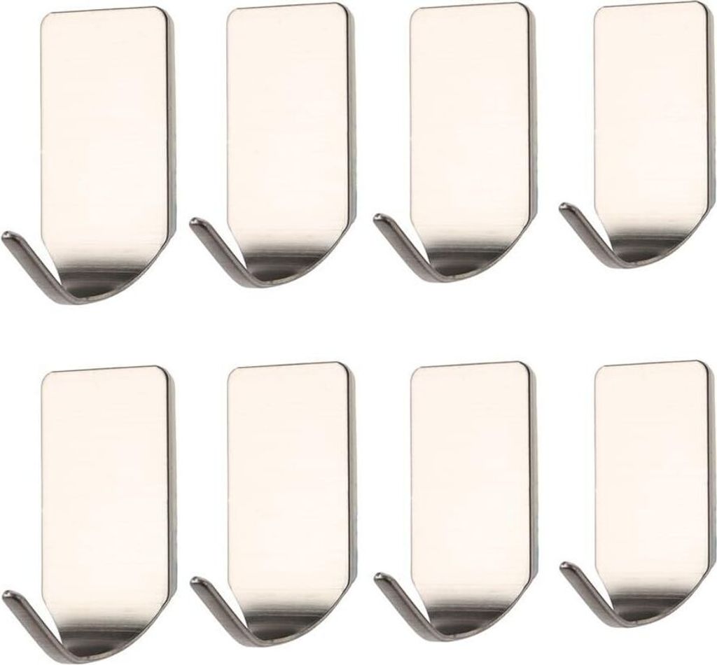 8 Stück Badezimmer Selbstklebend Handtuchhaken Küche Wasserdicht Edelstahl Haken Kleber Kleiderhaken Ohne Bohren Klebehaken