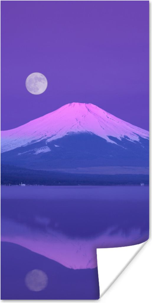 MuchoWow Poster Mond - Berg - Lila 40x80 cm - Dekoration