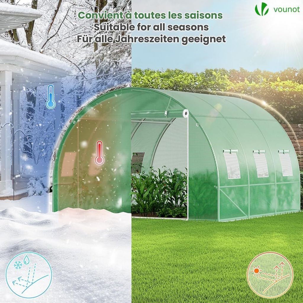 VOUNOT® Gewächshaus Foliengewächshaus Winterfest Produktbild 4