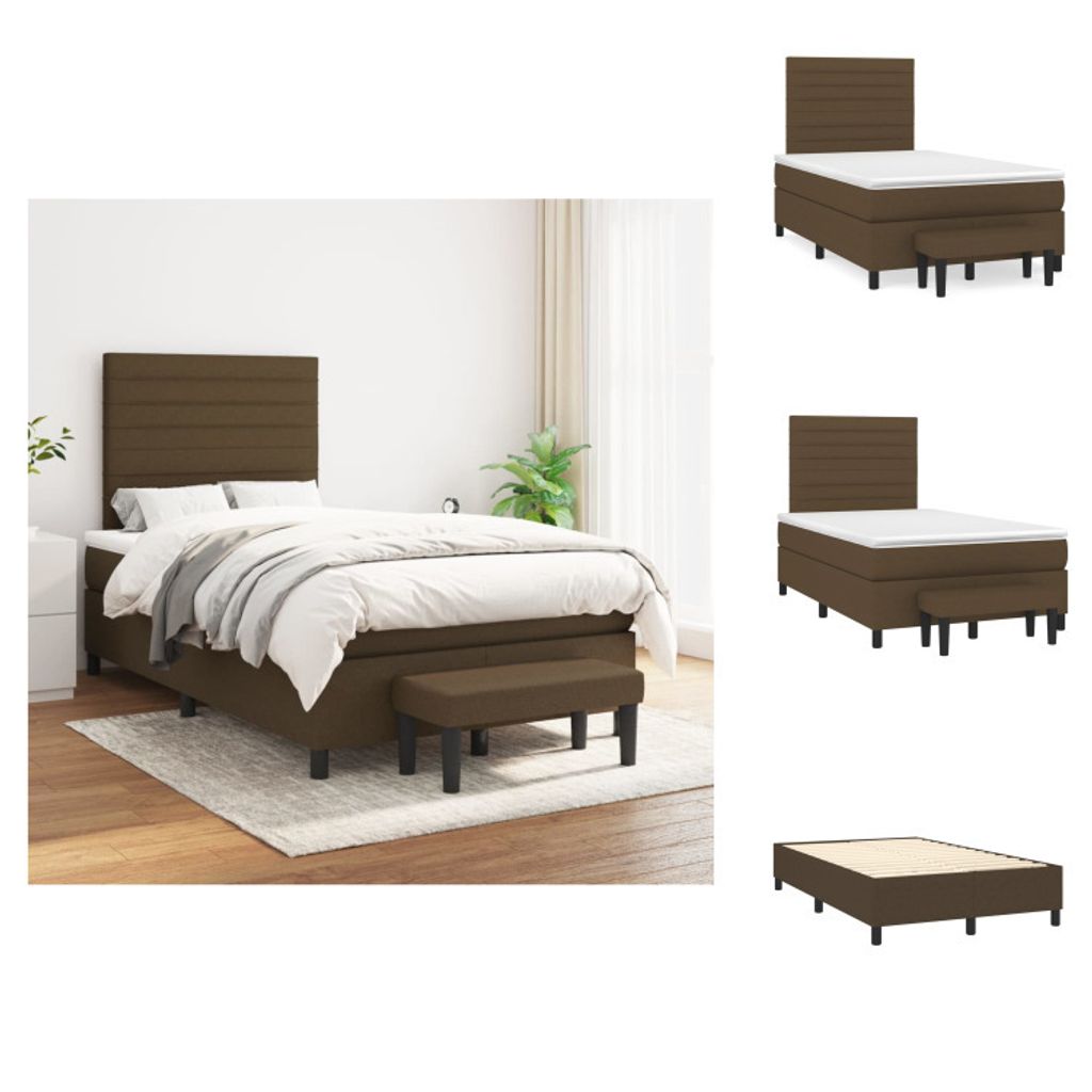 vidaXL Boxspringbett mit Matratze Dunkelbraun 120x200 cm Stoff - Betten & Bettgestelle