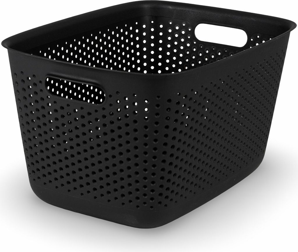 6x Aufbewahrungskorb Box 39cm Körbe 100% recycled 17L schwarz Korb Boxen Set 6 Stück
