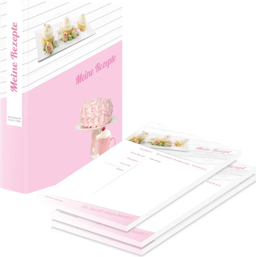 PRICARO Cartella Ricette Cupcake A5 - Organizer con Blocco ad Anelli