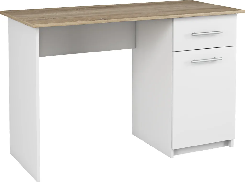 Bureau Informatique Télétravail Shefa Line MIX 120 cm Chêne et Blanc
