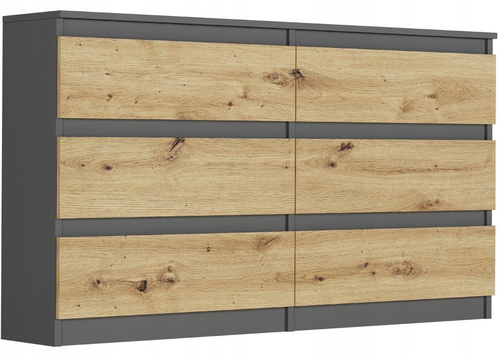 Komoda 140 cm 6 zásuvek skříňka FRAMIRE R-140 antracit mix Obrázek produktu 