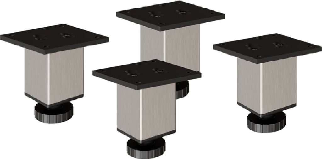 4er Set sossai Höhenverstellbare Aluminium Möbelfüße 80mm in Edelstahl Optik Schrankfüße Sockelfüße