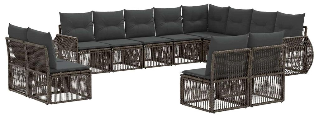 vidaXL Gartensofa-set 12 pcs Grau und Dunkelgrau Poly-Rattan