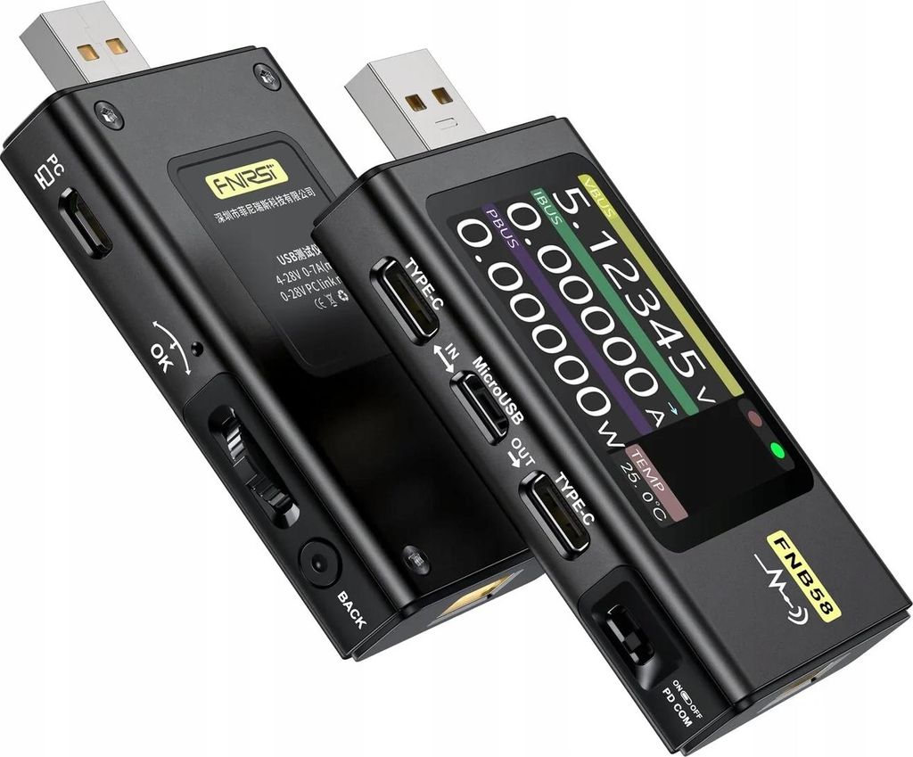 Multifunkční tester USB portu Fnirsi FNB58 7A 28V bez Obrázek produktu 