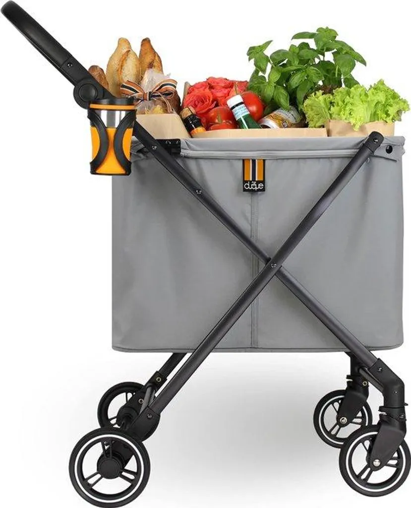 Chariot de courses pliable noir de 45L avec sac amovible étanche CH-20
