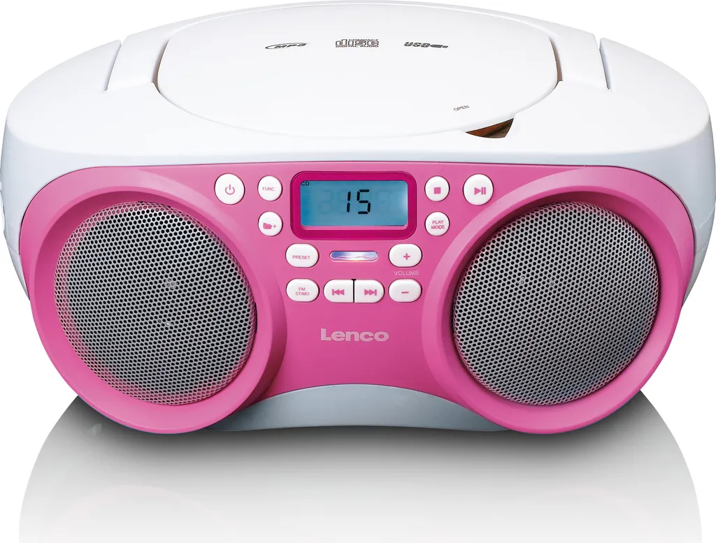 Radio CD Portable Enfant Rose Lenco SCD-301PK Lecteur MP3 USB pour Chambre