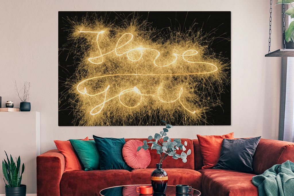 OneMillionCanvasses - Leinwandbilder - 150x100 cm, I Love You unterzeichnet mit einem Stern, Wandbilder Kunstdruck Wanddekoration