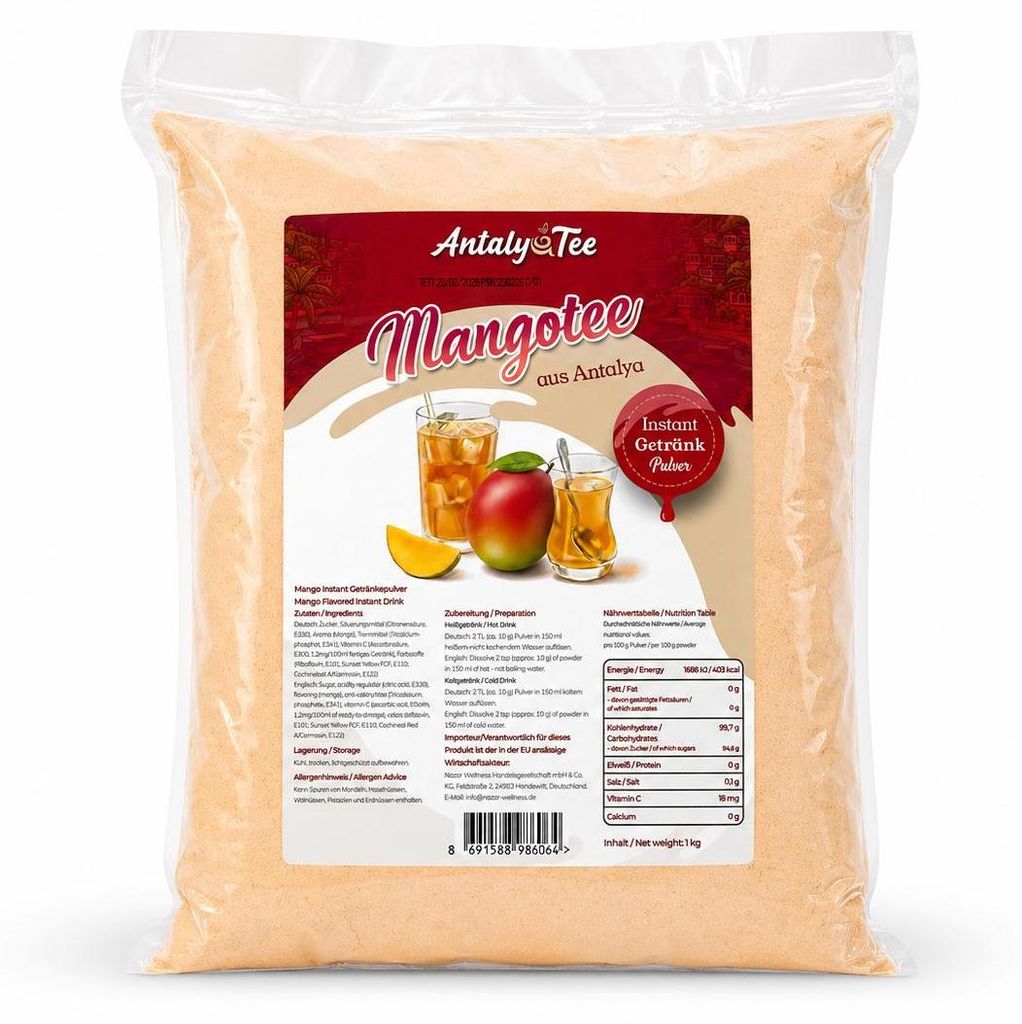 Mango Instant Getränkepulver Instanttee 1 kg – für Heiß- Produktbild 
