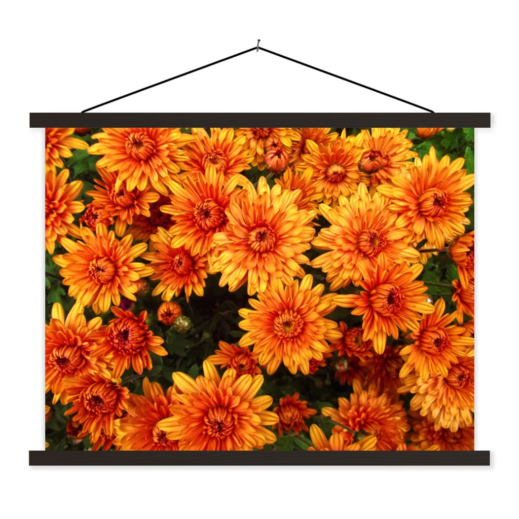 MuchoWow Textilposter Blumen - Orange - Chrysantheme 40x30 cm mit schwarzem Rahmen - Dekorationen