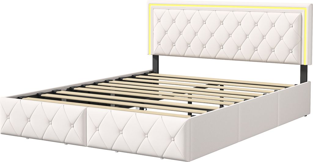 posteľ 140 x 200 cm s LED osvetlením a nastaviteľným čelom, Obrázok produktu 