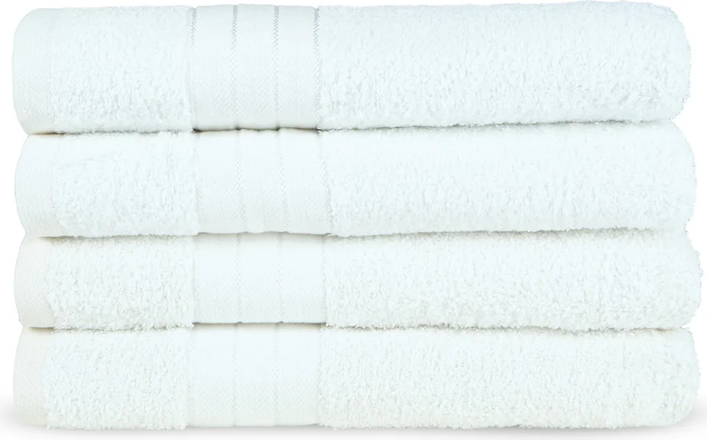 Set 4 Asciugamani Bianchi Cotone 50x100 Good Morning | Resistenti