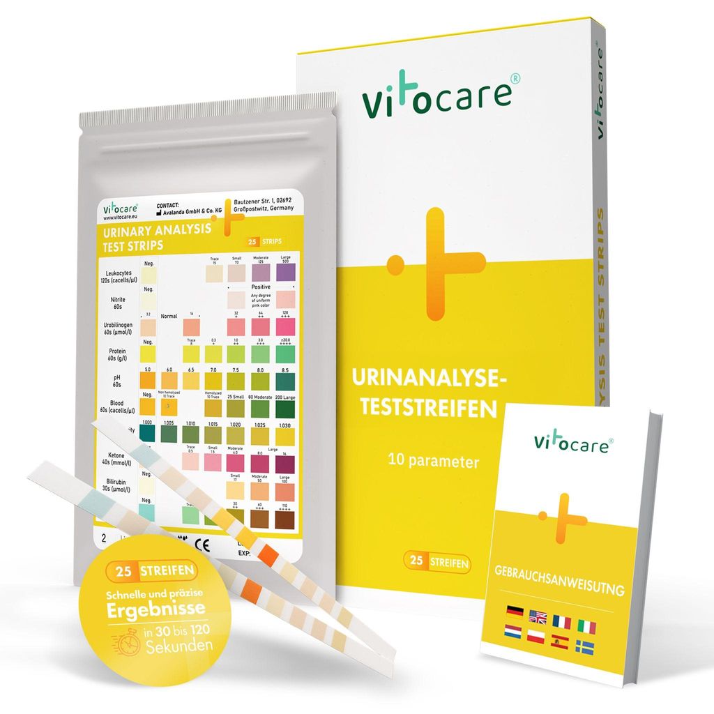 Vitocare Urin 10-in-1 Teststreifen - 25 Stück , 10 Werte messbar