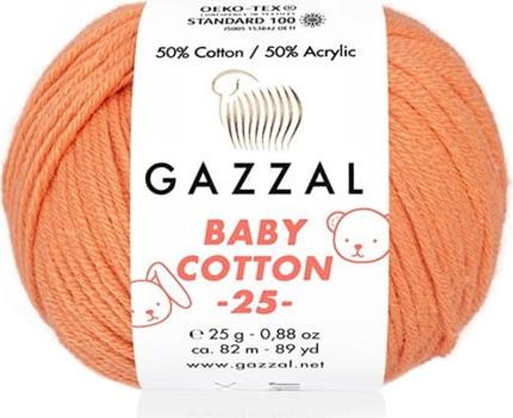 Gazzal Baby Baumwolle 25g Dunkler Pfirsich – Weiche Włóczka für Babys