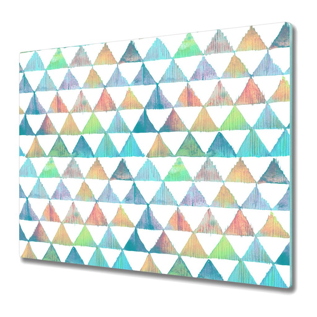 Küche Schneidebrett - Schneidebrett Glas - Herd Abdeckung - 60x52 - Regenbogen Dreiecke