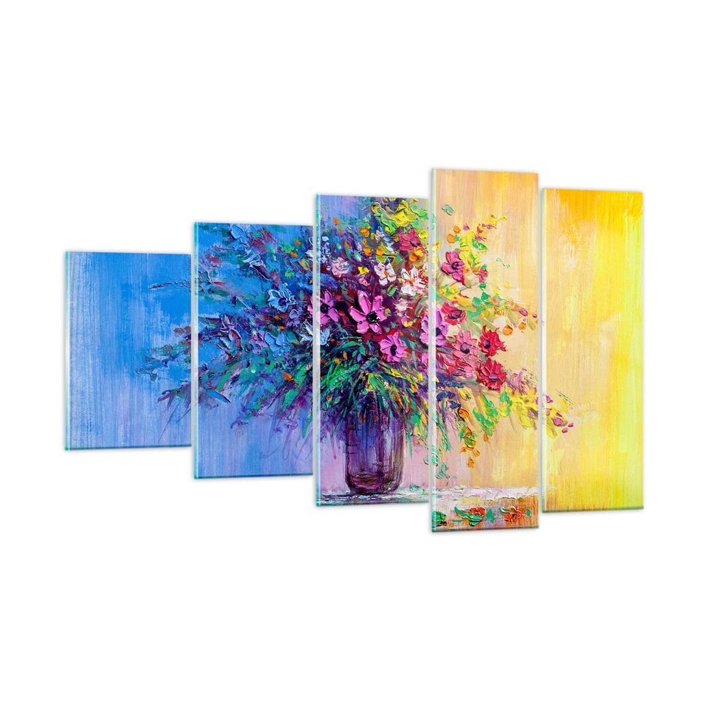 Bilder auf glas - Blumen Vase - 100x60cm - Glasbilder - Wandbilder - Bilder - Kunstdruck - zum Aufhängen bereit - Wanddekoration aus Glas - Glas B...