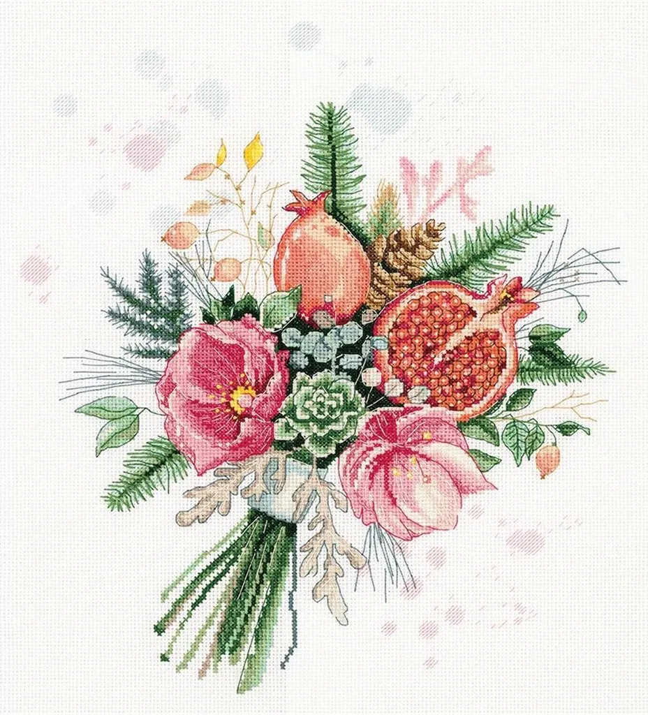 Loisir Créatif Point de Croix Bouquet de Grenades Déco Maison Panna